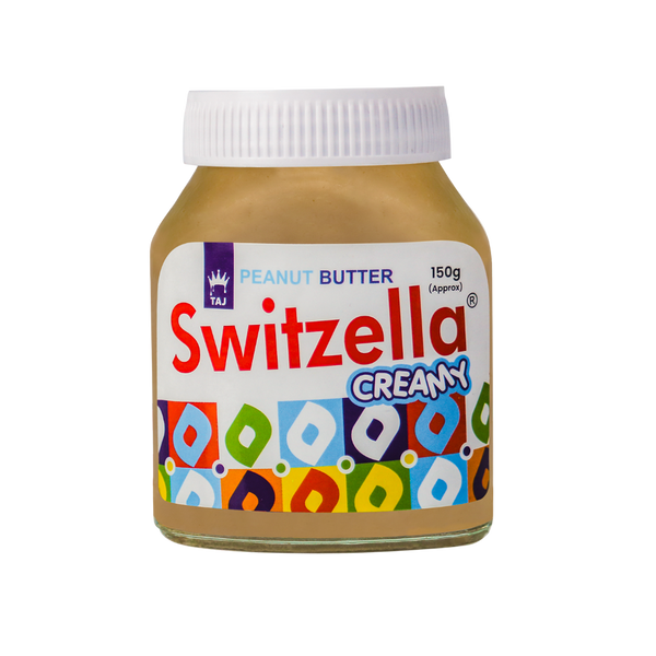A jar of Switzella Peanut Butter Creamy.