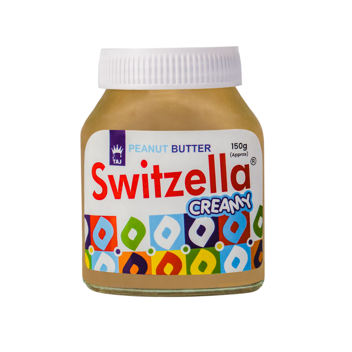 A jar of Switzella Peanut Butter Creamy.