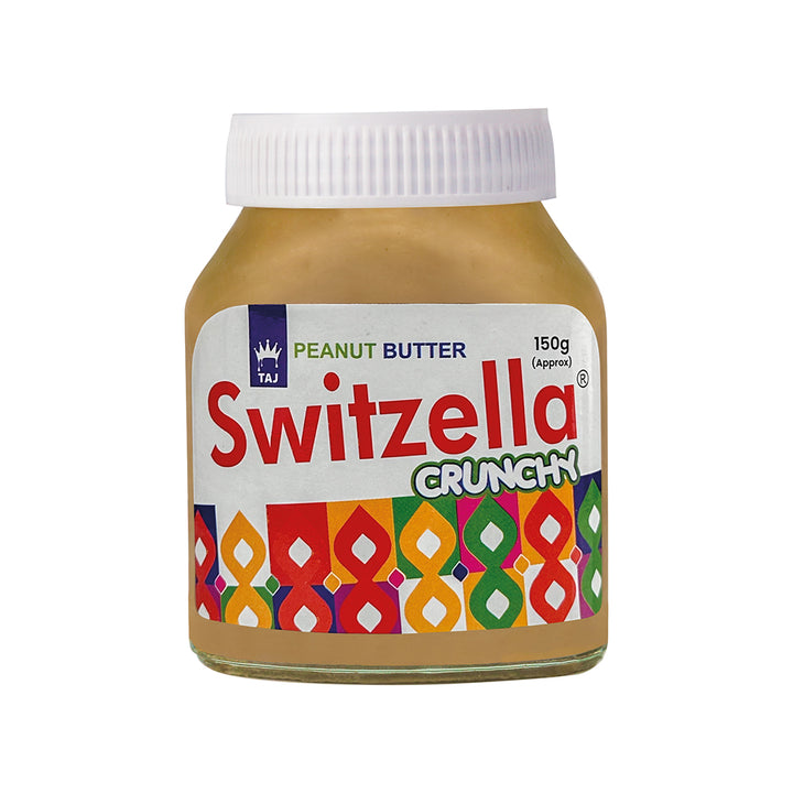 A jar of Switzella Peanut Butter Crunchy